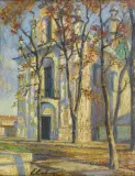 KOŚCIÓŁ ŚW. MARCINA WE LWOWIE by Erno Erb, przed 1939, olej, tektura, sold Mar 2018