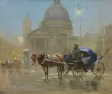 NA PLACU TRZECH KRZYŻY by Czesław (I. Zygmuntowicz) Wasilewski, lata 30. XX w., olej, płótno, sold Mar 2018
