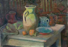 Wacław Wąsowicz, MARTWA NATURA Z DZBANAMI, ok. 1941, olej, płótno