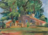 PEJZAŻ Z DOMEM WŚRÓD DRZEW by Henryk Hayden, olej, płótno, offered Mar 2018