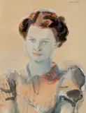 ZUZANNA by Rajmund Kanelba, akwarela, tusz, ołówek papier, sold Mar 2018