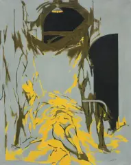 Jacek Waltos, Z CYKLU POMIĘDZY NAMI KRES: ŻÓŁTAWO-SZARO, 1980, olej, płótno