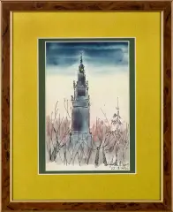 SYLWETA JASNEJ GÓRY (KARTKA ZE SZKICOWNIKA), 195 by Jerzy Duda-Gracz, akwarela, tusz, pióro, papier, sold Mar 2018