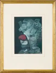 GŁOWA Z CZERWONYM NOSEM, LATA 80. XX W. by Stasys Eidrigevičius, gwasz, papier, sold Mar 2018