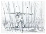 Jarosław Modzelewski, NIOSĄCY BELKĘ, 2005, ołówek, karton