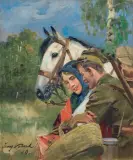 Jerzy Kossak, Umizgi, 1929, olej, tektura