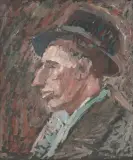 Leon Ormezowski, Portret męski, olej, papier
