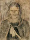 Jan Rembowski, PORTRET GÓRALA. GAZDA, 1905, pastel, węgiel, papier żeberkowany z filigranem,