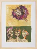 KOMPOZYCJA - TRZY POSTACI by Jan Lebensztejn, 1972, litografia barwna, papier, sold Jan 2018