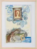 KOMPOZYCJA Z OBRAZEM by Jan Lebensztejn, 1972, litografia barwna, papier, sold Jan 2018