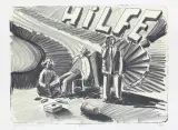 Jarosław Modzelewski, HILFE !, 2009, litografia, papier