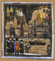 Józef Wilkoń, Świąteczny Londyn, 2 poł. lat 70. XX w., gwasz, papier