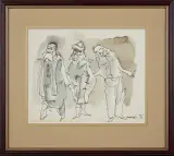 Otto Axer, Trzech Żydów, 1975, tusz pióro, lawowanie, papier
