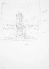 Szkic do obrazu by Zdzisław Beksiński, ołówek, papier, sold Dec 2017
