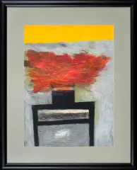 Stanisław Rodziński, Bukiet na stołku (Bukiet z żółtym pasem), 2003, pastel olejny, papier