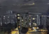 Kacper Woźny, Za Żelazną Bramą, olej, płótno, collage
