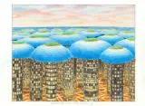 Archipelag wieżowców by Jacek Yerka, kredki, ołówek, karton, sold Dec 2017