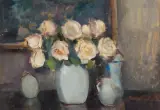 Stephan Filipkiewicz, RÓŻE I BIAŁA PORCELANA, olej, tektura