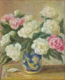 Józef Pankiewicz, PIWONIE W MAJOLIKOWYM WAZONIE, 1923, olej, płótno