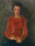 Eugeniusz Eibisch, PORTRET MŁODEJ KOBIETY, połowa lat 30 XX w, olej, płótno