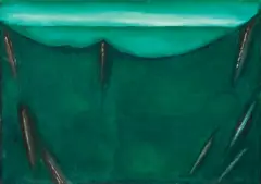 PEJZAŻ ZIELONY by Jerzy Nowosielski, 1985, olej, płótno, sold Dec 2017