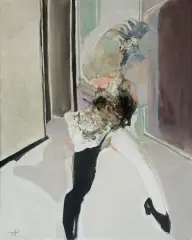 TANIEC by Teresa Pągowska, 1973, tempera, akryl, płótno, sold Dec 2017