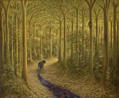 ZŁOTA ALEJA by Jacek Yerka, 2017, akryl, płótno, sold Dec 2017