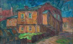 Otto Axer, WIDOK Z PRZEMYŚLA, OK. 1950, olej, płótno naklejone na płytę