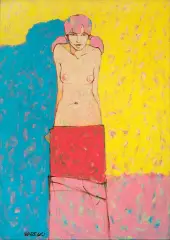 Półakt stojący by Michał Warecki, akryl, płótno, offered Nov 2017