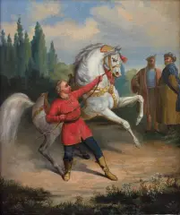 Józef Polkowski, Pokaz konia, olej, płótno