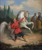 Józef Polkowski, Pokaz konia, olej, płótno