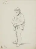 Eugeniusz Zak, Portret starca, ołówek Conté, papier