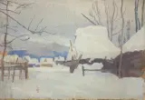 Stanisław Kamocki, Zima w Białym Dunajcu, olej, tektura