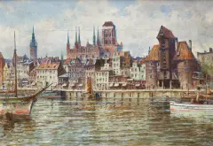 Walter Ziegler, Gdańsk, Długie Pobrzeże, ok. 1920, olej, płótno
