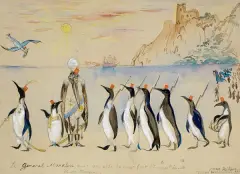 Zygmunt Waliszewski, Generał Marabut z adiutantem, 1927, Akwarela, gwasz, ołówek, kredka, papier