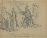 Jan Matejko, ŚW. WOJCIECH I BOLESŁAW CHROBRY, 1865, ołówek, papier, naklejony na karton