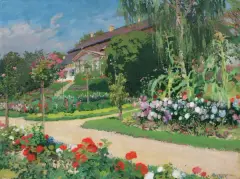 Józef Mehoffer, DWOREK I OGRÓD W JANKÓWCE, 1914, olej, płótno