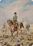 POLOWANIE NA ZAJĄCE by Juliusz Kossak, 1879, akwarela, papier, sold Oct 2017