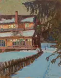Abraham Neuman, PO ZACHODZIE. WILLA PO ZACHODZIE, 1910-1911, olej, tektura