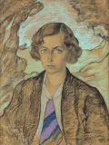 PORTRET IRENY KANAFOJSKIEJ-DEMBICKIEJ,31 VIII 193 by Stanisław Ignacy Witkiewicz, pastel, karton naklejony na tekturę, sold Oct 2017