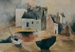 Alice Halicka, DOMY NA BRZEGU MORZA, przed 1931, olej, płótno