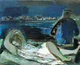 Rajmund Kanelba, WIECZÓR NAD SEKWANĄ (Un soir sur Seine), ok. 1950, olej, płótno naklejone na tekturę