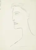 PROFIL by Jerzy Nowosielski, 1994, tusz pióro, papier żeberkowy z filigranem, sold Oct 2017
