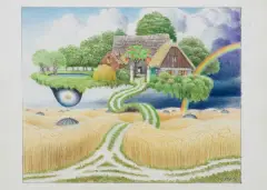 Jacek Yerka, NIESPOKOJNE LATO, 2016, kredki, karton