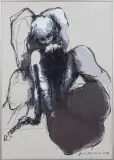 Andrzej Domżalski, Z CYKLU PARA, 2016, akryl, flamaster, ołówek, karton jasnobeżowy