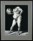 Adam Hoffmann, AKT FANTASTYCZNY, 1972, kredka czarna, tusz pędzel, papier