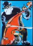 KONTRABASISTA by Edward Dwurnik, 2016, akryl, płótno, sold Jun 2017