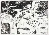Mariusz Pałka, RYBY, 1994, tusz pędzel, werniks, karton kremowy
