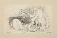 Kazimierz Podsadecki, CHRYSTUS I MARIA MAGDALENA, 1967, ołówek, papier kremowy