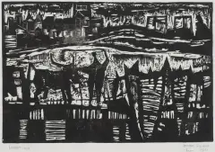 IMPRESJA IV by Leszek Siwiłło, 1963, linoryt, papier, sold Jun 2017